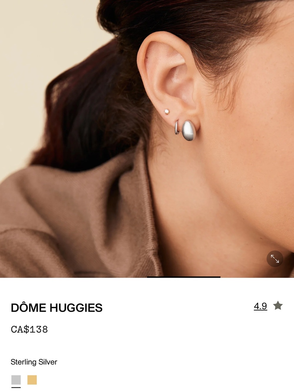 Mejuri Dome HUGGIES Stud Earrings 925 Sterling